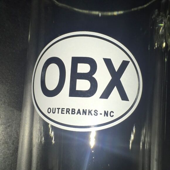 Outerbanks NC drinking glass clear glass 7” tall beer mug Berr Stein Euc OXB - Picture 3 of 8